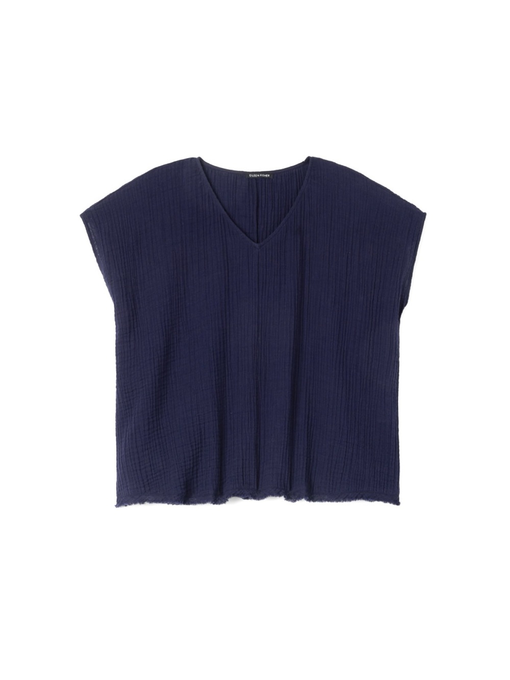 EILEEN FISHER Organic Cotton 'Lofty Gauze V-Neck Square Top' in Ink